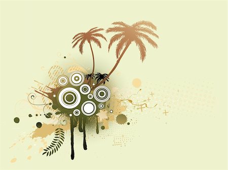 simsearch:400-04142162,k - Un vecteur illustré des éléments décoratifs avec des palmiers et des cercles Grunge Photographie de stock - Aubaine LD & Abonnement, Code: 400-05156689