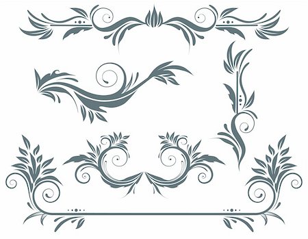 pixelembargo (artist) - Vector illustration set of swirling flourishes decorative floral elements Fotografie stock - Microstock e Abbonamento, Codice: 400-05156706