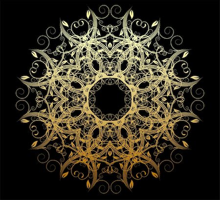 Vector illustration of abstract golden floral and ornamental element Stock Photo - Budget Royalty-Free & Subscription, Code: 400-05156700