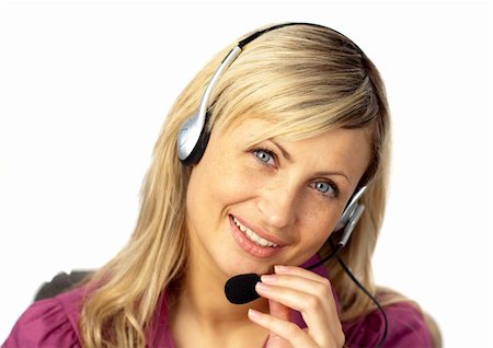 simsearch:400-04560247,k - Young Businesswoman talking on a headset Foto de stock - Super Valor sin royalties y Suscripción, Código: 400-05156726
