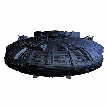 spaceships - an alien mothership. 3D render with clipping path and shadow over white Stock Photo - Budget Royalty-Free & Subscription, Code: 400-05156935