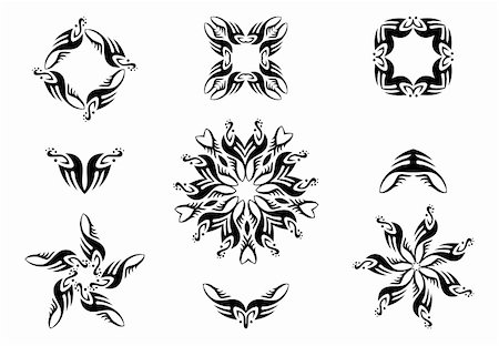 simsearch:400-04639858,k - A collection of vector design elements in tribal tattoo style. Stock Photo - Budget Royalty-Free & Subscription, Code: 400-05156936