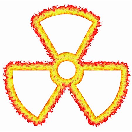 simsearch:400-05234497,k - Fiery outlined radioactive sign isolated in white Stock Photo - Budget Royalty-Free & Subscription, Code: 400-05156966