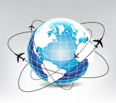 airplane route in blue world Stock Photo - Budget Royalty-Free & Subscription, Code: 400-05157116