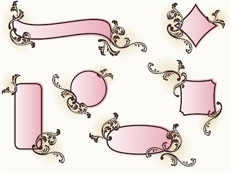 simsearch:400-07818732,k - 6 Elegant retro banners inspired by French rococo style. Graphics are grouped and in several layers for easy editing. The file can be scaled to any size. Stock Photo - Budget Royalty-Free & Subscription, Code: 400-05157562