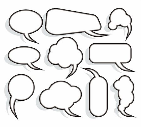 dialogue box cartoon - Series of Comic Clouds with double border and shadow - Set 5 Stock Photo - Budget Royalty-Free & Subscription, Code: 400-05157591