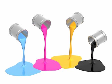 falling paint bucket - Conceptual image - a palette CMYK. Objects over white Stock Photo - Budget Royalty-Free & Subscription, Code: 400-05157660