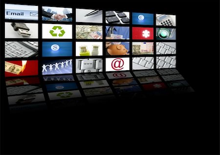 video tv screen technology and communication background Photographie de stock - Aubaine LD & Abonnement, Code: 400-05157825