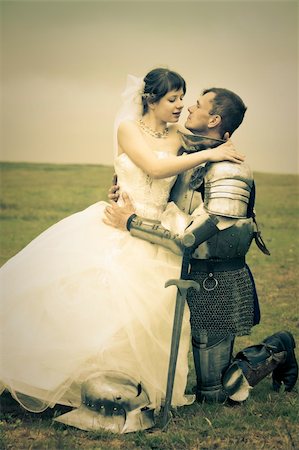 long-awaited meeting / Princess Bride and her knight / retro style toned Stock Photo - Budget Royalty-Free & Subscription, Code: 400-05158724