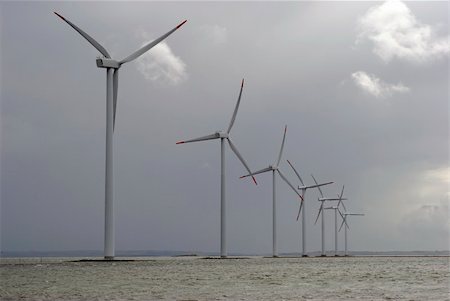 Offshore wind farm from Denmark before  bad weather. Roenland Windpark. Stock Photo - Budget Royalty-Free & Subscription, Code: 400-05158738