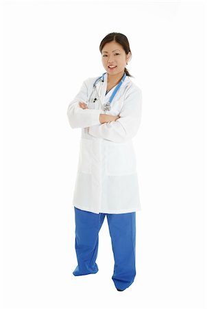simsearch:400-05172792,k - Beautiful Asian doctor or nurse on a white background Foto de stock - Royalty-Free Super Valor e Assinatura, Número: 400-05158779