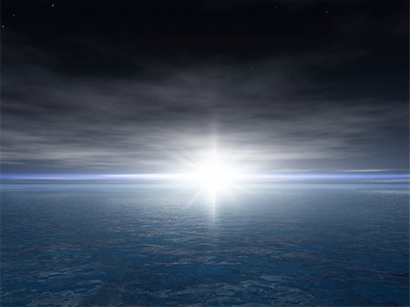 simsearch:400-05920565,k - A bright star at dusk over an ocean horizon illustration. Foto de stock - Super Valor sin royalties y Suscripción, Código: 400-05158819