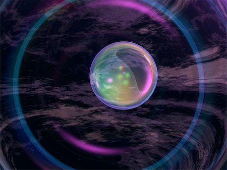 simsearch:400-04074032,k - Abstract cool abstract blue, violet and colorful lights on crystal glass round spheres against black, reflecting misty clouds. Stock Photo - Budget Royalty-Free & Subscription, Code: 400-05158823