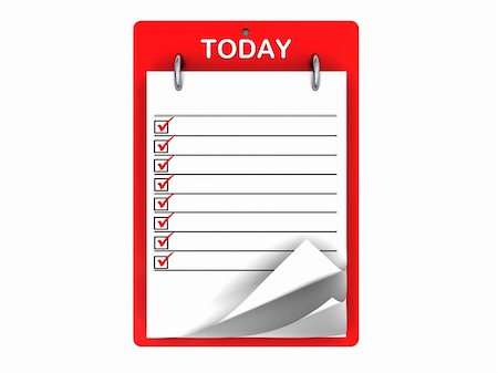 simsearch:400-08132580,k - 3d illustration of today tasklist with red ticks Stock Photo - Budget Royalty-Free & Subscription, Code: 400-05159018