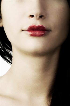 close up of a woman with classic  japanese make up on her lips Stock Photo - Budget Royalty-Free & Subscription, Code: 400-05159613