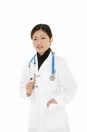 simsearch:400-05172792,k - Beautiful Asian doctor or nurse on a white background Foto de stock - Royalty-Free Super Valor e Assinatura, Número: 400-05159880
