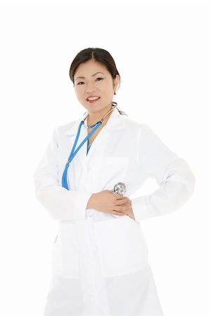 simsearch:400-05172792,k - Beautiful Asian doctor or nurse on a white background Foto de stock - Royalty-Free Super Valor e Assinatura, Número: 400-05159881