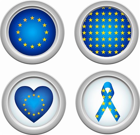 simsearch:400-04968347,k - European Union Buttons with heart, flag and ribbon Stock Photo - Budget Royalty-Free & Subscription, Code: 400-05150123