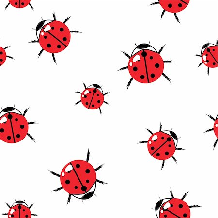 Abstract red bugs background. Seamless. Isolated on white. Vector illustration. Stock Photo - Budget Royalty-Free & Subscription, Code: 400-05150344