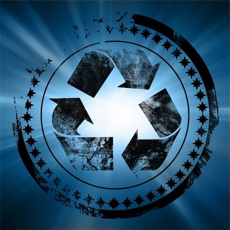 recycle symbol on a dark blue background Stock Photo - Budget Royalty-Free & Subscription, Code: 400-05150625