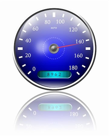 Speedometer on a white background with some reflection Stock Photo - Budget Royalty-Free & Subscription, Code: 400-05150650