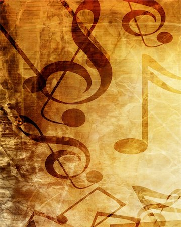 swirling music sheet - Old music sheet with some damage on it Stock Photo - Budget Royalty-Free & Subscription, Code: 400-05150672