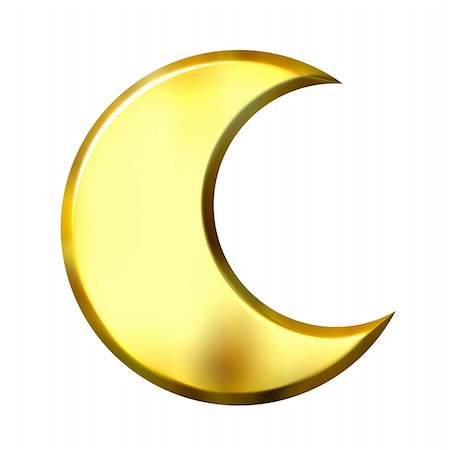 3d golden crescent moon isolated in white Foto de stock - Super Valor sin royalties y Suscripción, Código: 400-05150712