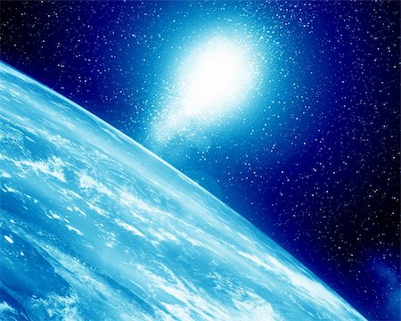 planet horizon - Earth horizon with bright sparkling stars above Stock Photo - Budget Royalty-Free & Subscription, Code: 400-05150740