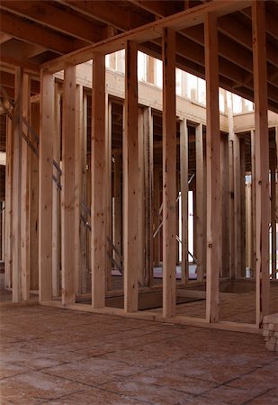 The wood framing of the interior of a new housing project. Stockbilder - Microstock & Abonnement, Bildnummer: 400-05150812