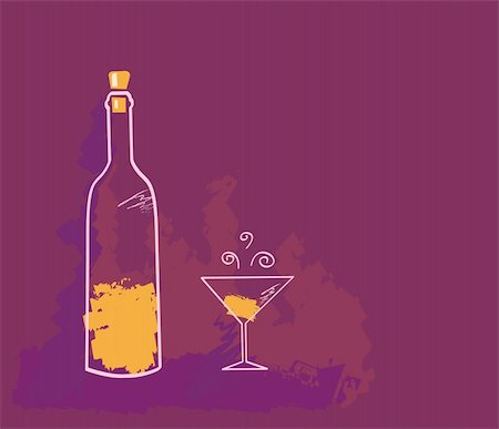 dry grapes - Artistic vector Illustration of Wine bottle. Photographie de stock - Aubaine LD & Abonnement, Code: 400-05150853