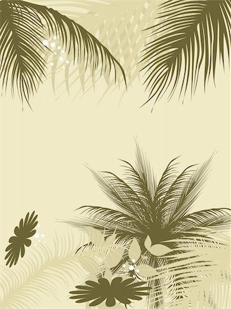 abstract background with palm tree and floral illustration Photographie de stock - Aubaine LD & Abonnement, Code: 400-05151312