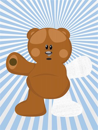 blue rays background with injured taddy bear Stock Photo - Budget Royalty-Free & Subscription, Code: 400-05151335