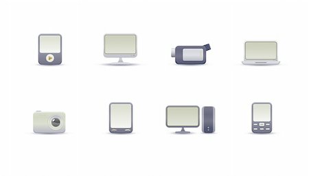 simsearch:400-04181883,k - Vector illustration ? set of elegant simple icons for common digital media devices Foto de stock - Royalty-Free Super Valor e Assinatura, Número: 400-05151466