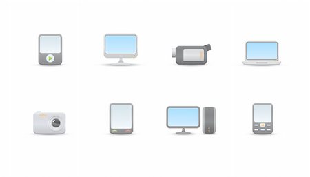 simsearch:400-04181883,k - Vector illustration ? set of elegant simple icons for common digital media devices Stock Photo - Budget Royalty-Free & Subscription, Code: 400-05151462