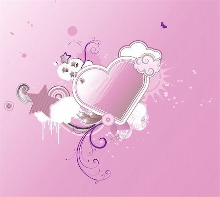 simsearch:400-04620351,k - Vector illustration of Valentines abstract background with heart shape and floral decoration elements Stock Photo - Budget Royalty-Free & Subscription, Code: 400-05151558