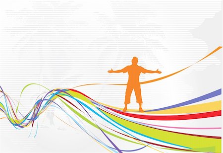 simsearch:400-04662543,k - Abstract rainbow wave line background with man raising his hands Stock Photo - Budget Royalty-Free & Subscription, Code: 400-05151594