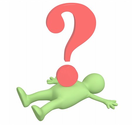 embarrassing fall - 3d person - puppet, pressed down by question mark Stock Photo - Budget Royalty-Free & Subscription, Code: 400-05151950