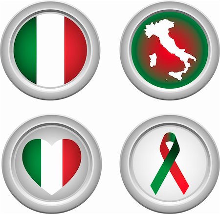 Italy Buttons with ribbon, heart, map and flag Stock Photo - Budget Royalty-Free & Subscription, Code: 400-05152084