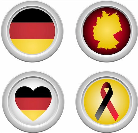Germany Buttons with ribbon, heart, map and flag Stock Photo - Budget Royalty-Free & Subscription, Code: 400-05152083