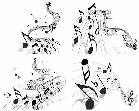 simsearch:400-06359196,k - Vector musical notes staff backgrounds set for design use Stock Photo - Budget Royalty-Free & Subscription, Code: 400-05152342