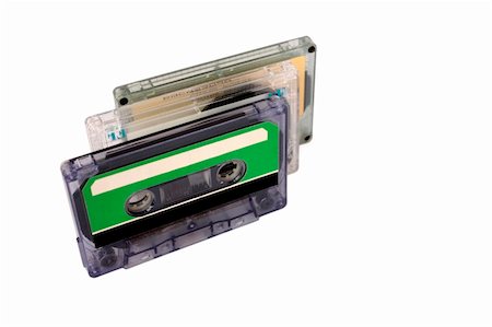 simsearch:400-06357261,k - Three Compact Cassette isolated on white. Vertical perspective view Stock Photo - Budget Royalty-Free & Subscription, Code: 400-05152365