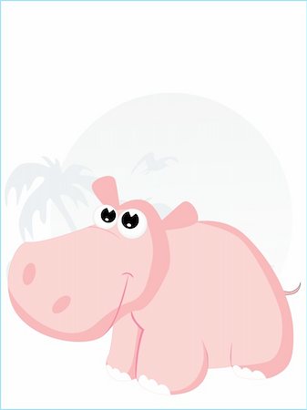 abstract tropical background with cute hiippopotamus Stock Photo - Budget Royalty-Free & Subscription, Code: 400-05152515