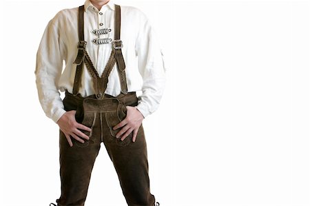 Man wearing Oktoberfest leather trousers (lederhose) Photographie de stock - Aubaine LD & Abonnement, Code: 400-05152583