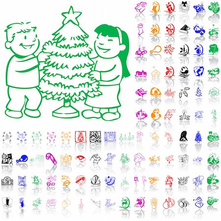 Set of Christmas sketches. Part 3. Isolated groups and layers. Global colors. Stock Photo - Budget Royalty-Free & Subscription, Code: 400-05152608