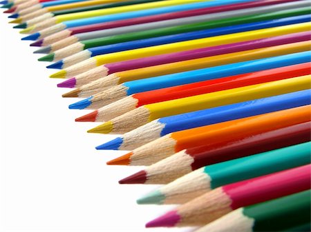 simsearch:400-04362378,k - Color pencils set diagonal fragment on white Stock Photo - Budget Royalty-Free & Subscription, Code: 400-05152678