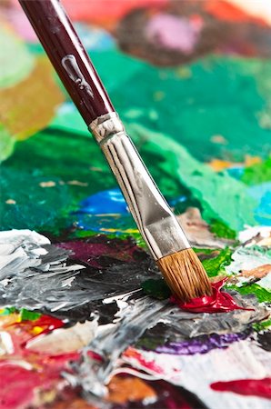painter palette photography - Detail of a paintbrush on an artist's palette Stock Photo - Budget Royalty-Free & Subscription, Code: 400-05152670