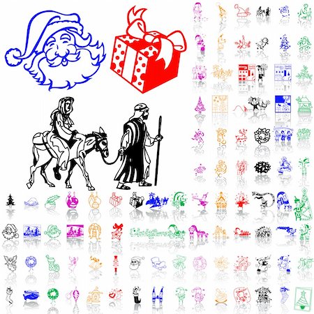 saint nicholas church - Set of Christmas sketches. Part 12. Isolated groups and layers. Global colors. Photographie de stock - Aubaine LD & Abonnement, Code: 400-05152739