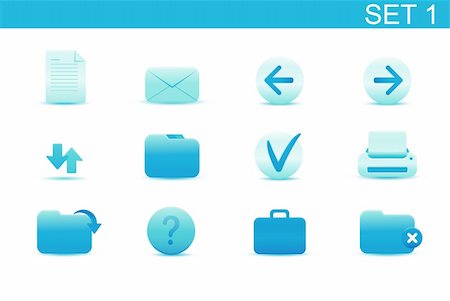 simsearch:400-05152922,k - Vector illustration ? set of blue elegant simple icons for common computer functions. Set-1 Stock Photo - Budget Royalty-Free & Subscription, Code: 400-05152857