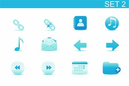 simsearch:400-05152922,k - Vector illustration ? set of blue elegant simple icons for common computer functions. Set-2 Stock Photo - Budget Royalty-Free & Subscription, Code: 400-05152858