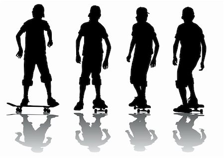 simsearch:400-05129335,k - Vector drawing athletes on skates. Silhouette on white background Stock Photo - Budget Royalty-Free & Subscription, Code: 400-05152900